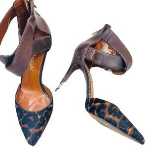 Enzo Angiolini Eaflio Dark brown pony hair animal print Slingback Pumps Size 6